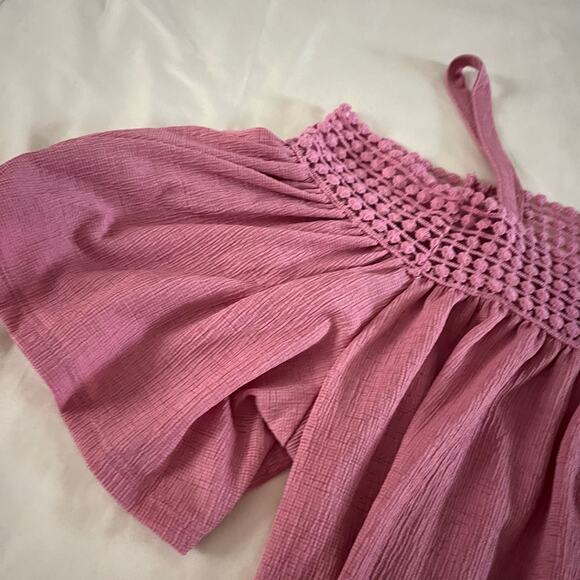 NWT Pink Cold Shoulder Crochet Detail Blouse Plus Sz 4X Cruise Boho - Picture 2 of 8